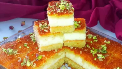 طريقة عمل البسبوسة المحشية بالقشطة